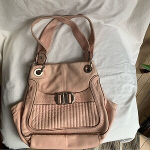Chic Blush Leather Shoulder Bag